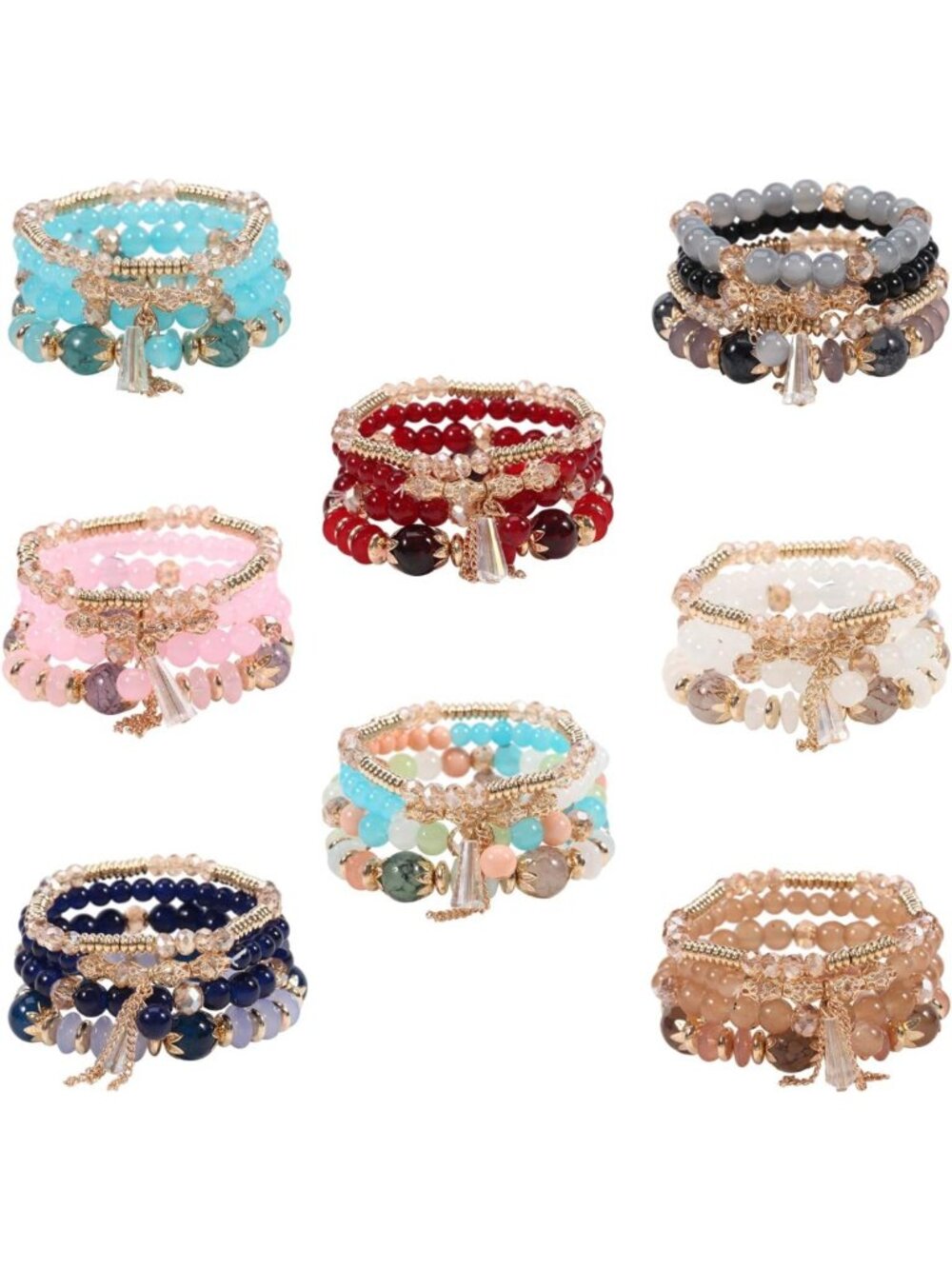 Colorful Beaded Bohemian Stretch Bracelets for Women | Multilayer Charm Jewelry